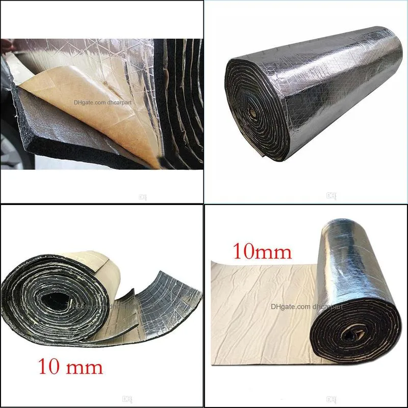 2 roll 100x50cm car noise sound proofing deadening insulation heat 10mm foam glass fibre auto interior accessories