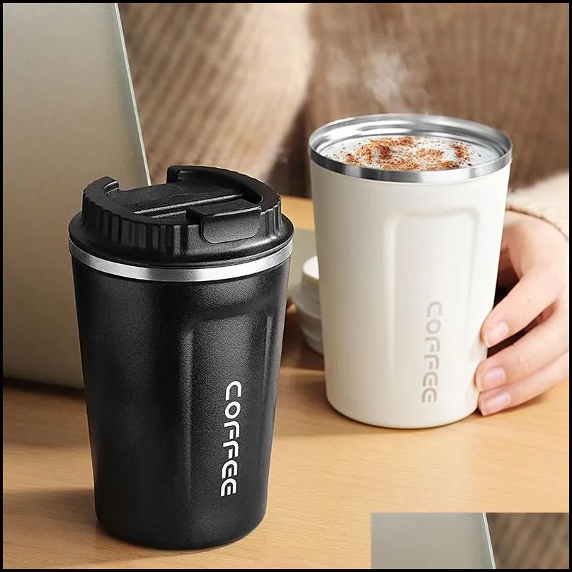 water bottles 380510ml stainless steel coffee mug leakproof thermos travel thermal vacuum flask insulated cup milk tea bottle rr2187