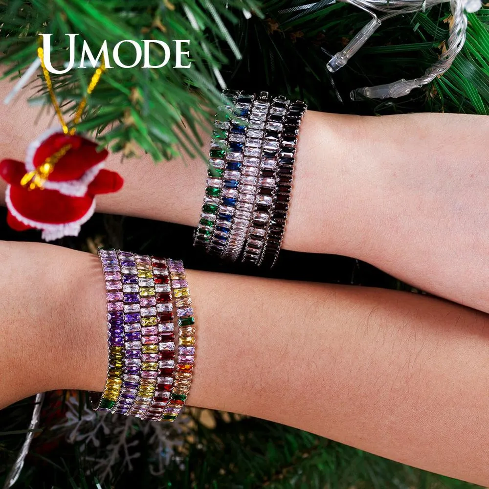 umode 2022 trendy exquisite tennis bracelet for women luxury micro inlaid multicolor crystal aaa cz strand bracelets ub0181k bracelets