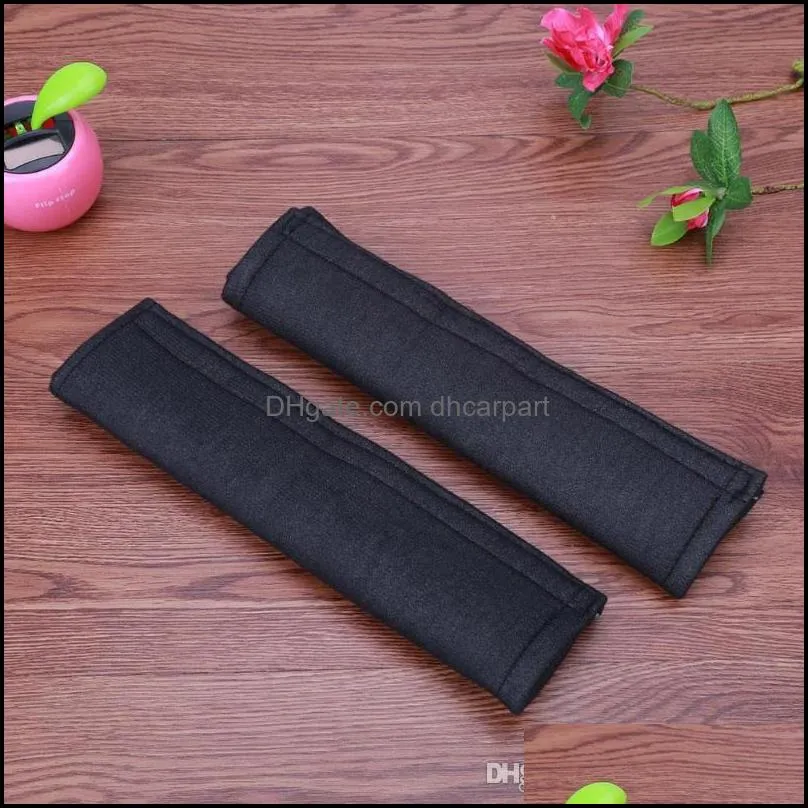 2pcs fashion car seatbelt shoulder pad comfortable driving seat belt vehicle cover cotton cushion harness protector for adult black