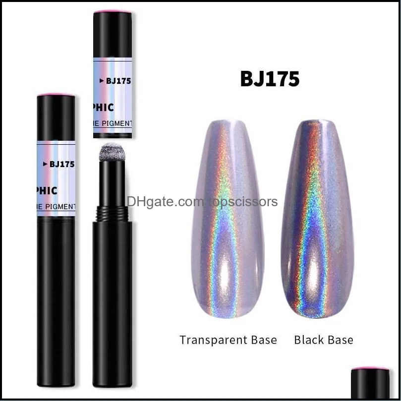 magic mirror nail powder cushion pen holographic laser nail art glitter solid chrome pigments uv gel manicure accessories 12pcs