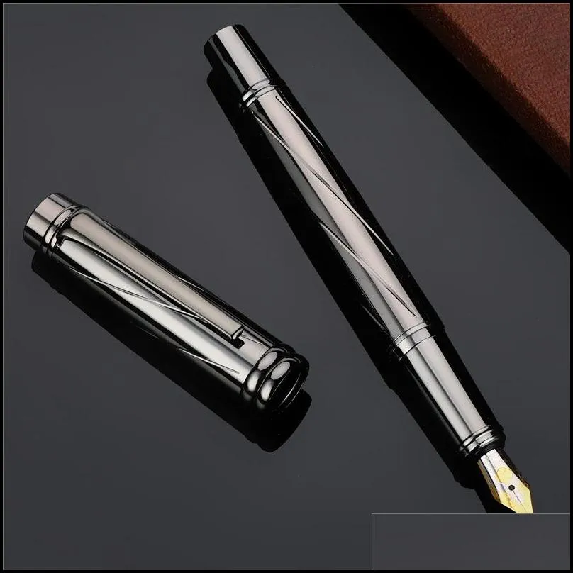 fountain pens high quality metal calligraphy pen signature silver plating ink nib school office stationery supplies 038721