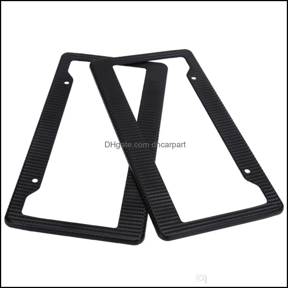 2pcs carbon car license plate frames tag covers holder for vehicles usa canada standard car styling license plate frame