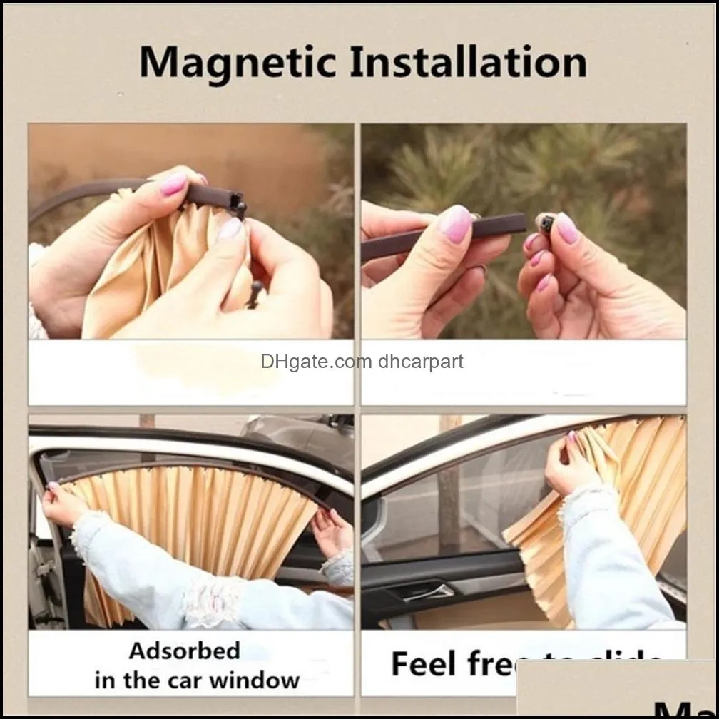 4pcs curtains magnetic installation car windshield sunshade curtain side window uv protection