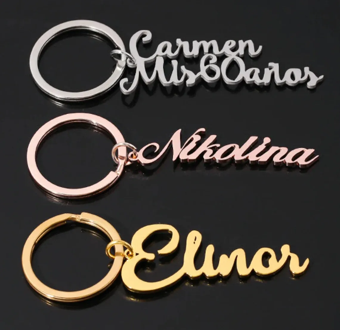 custom name keychain personalized vertical nameplate pendant stainless steel keyring for unisex family jewelry wholesale customized key chains