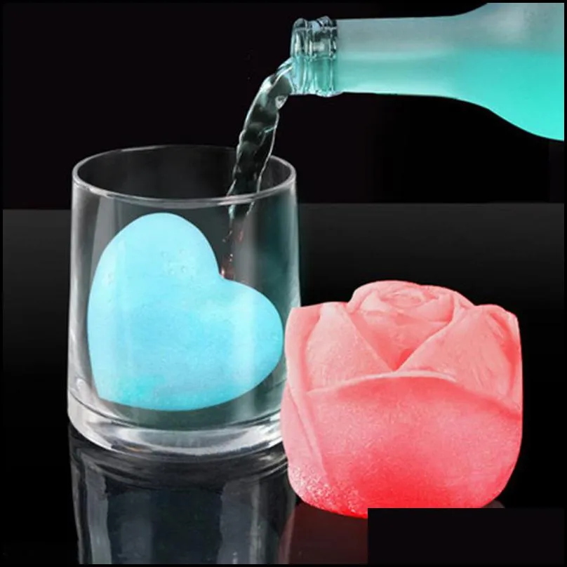 cube form silicone rose shape cream mold tray 3d big ice cream ball maker reusable whiskey cocktail mould bar tools 220610