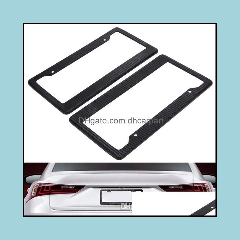 2pcs carbon car license plate frames tag covers holder for vehicles usa canada standard car styling license plate frame