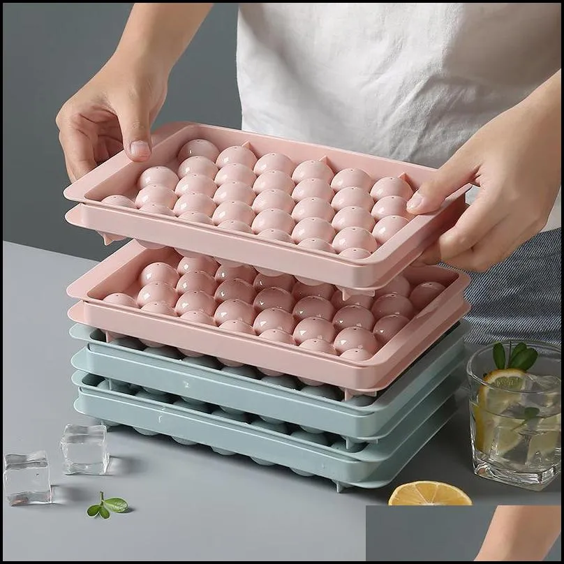 18 33 grid reusable tray with lid diamond round mold ball cube maker diy ice cream kitchen accessories 220617