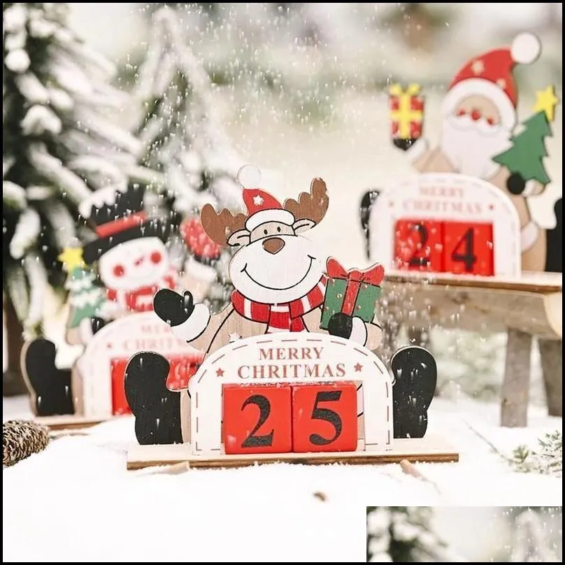 christmas decoration creative wooden calendar countdown desktop ornament christmas gift for kids new year gifts