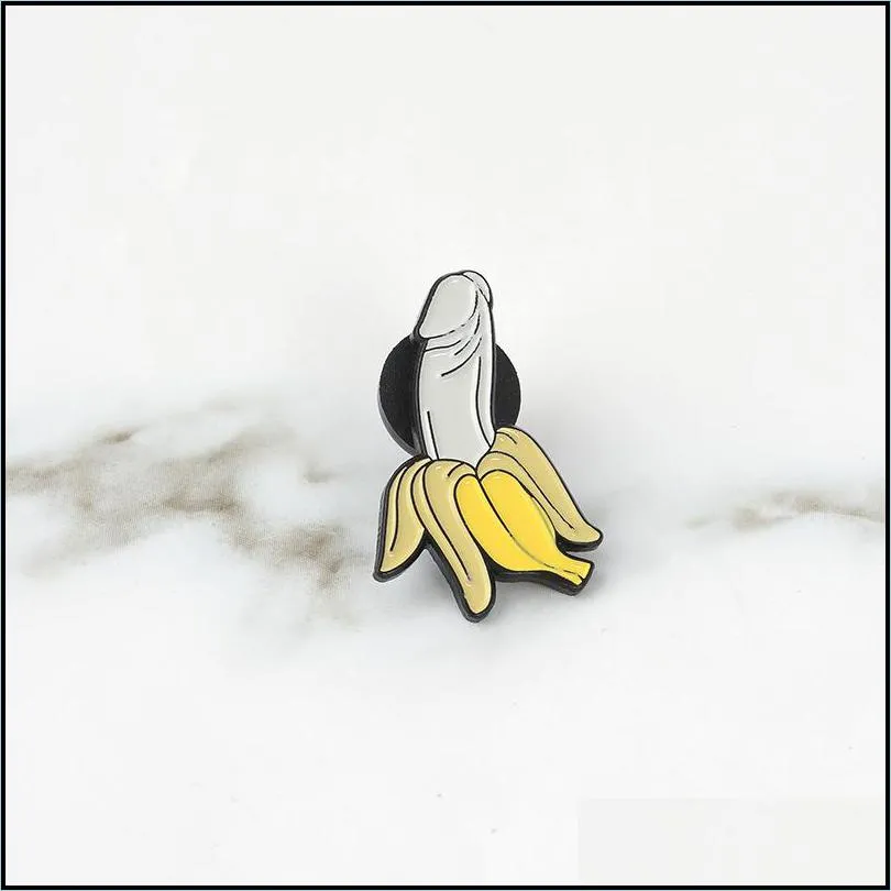 banana brooch pin fruit plant penis dick organ enamel badge meme evil wicked adult funny cartoon jewelry women friend wholesale