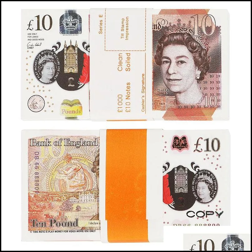 prop money toys uk pounds gbp british 10 20 50 commemorative fake notes toy for kids christmas gifts or video film