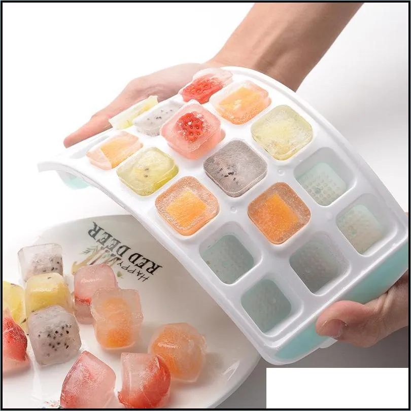 21cell silicone cube heart shape tray household mold plastic ice box with lid kitchen bar accessories 220610