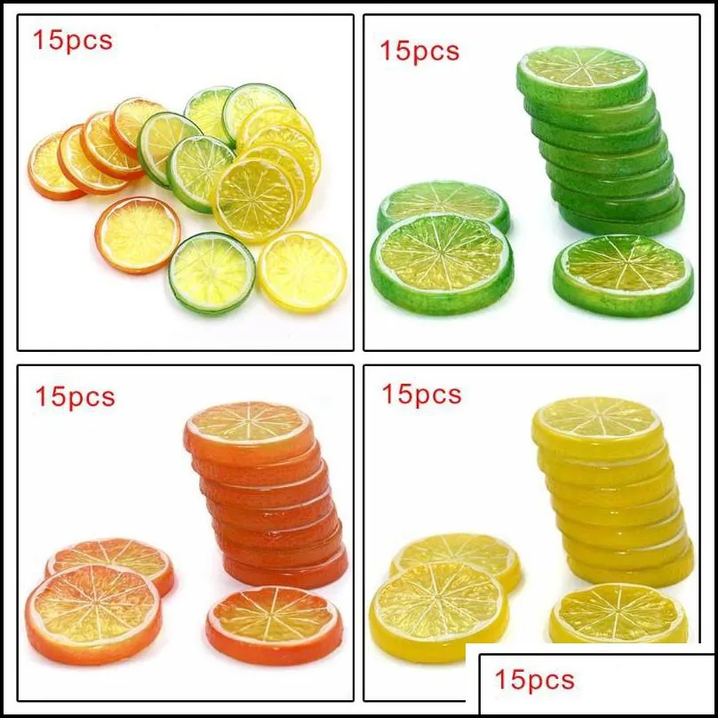 decorative flowers wreaths 15 artificial fruit slices orange lime prop display lifelike decor each measures 5cm in diameter