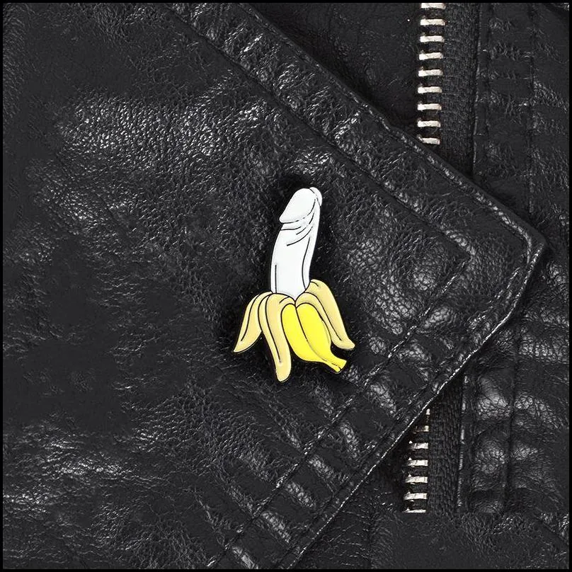 banana brooch pin fruit plant penis dick organ enamel badge meme evil wicked adult funny cartoon jewelry women friend wholesale