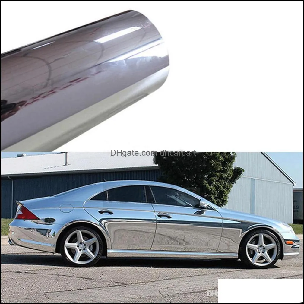 car silver chrome diy bright color vehicle film vinyl wrap car body sticker vinyl films car styling accessories personality