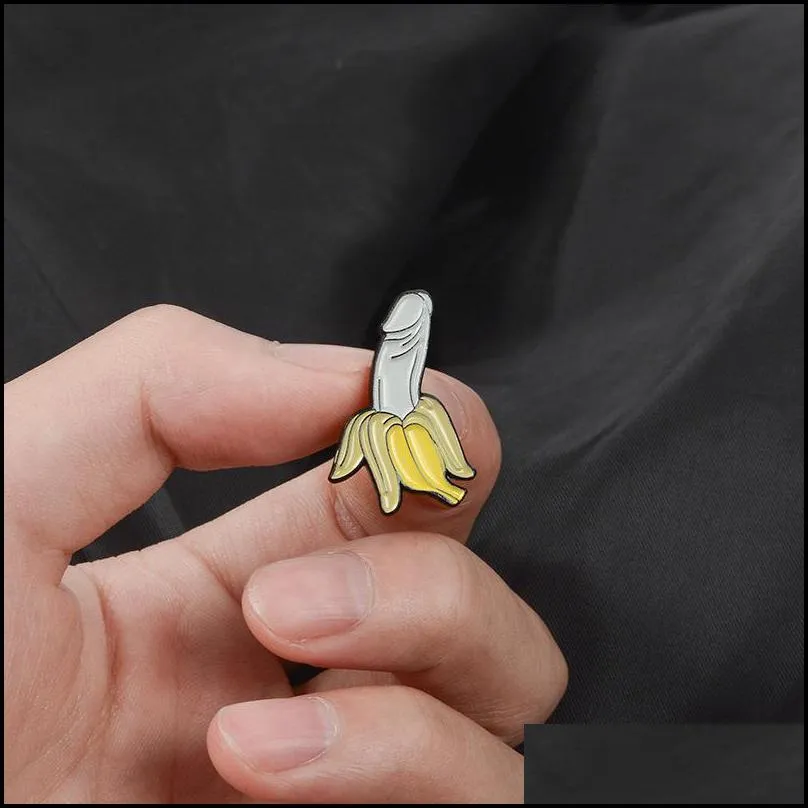 banana brooch pin fruit plant penis dick organ enamel badge meme evil wicked adult funny cartoon jewelry women friend wholesale