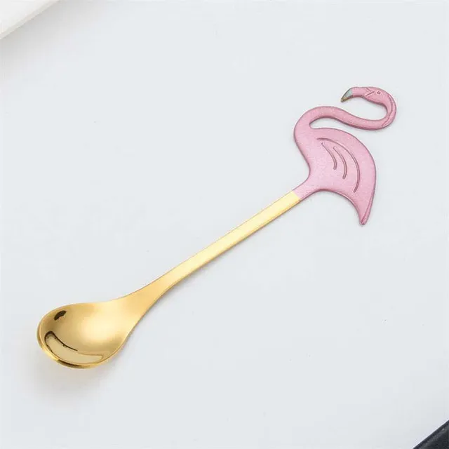 stainless steel flamingo coffee scoop tableware ice cream teaspoons stirring spoon drinking tools party supplies teaspoons