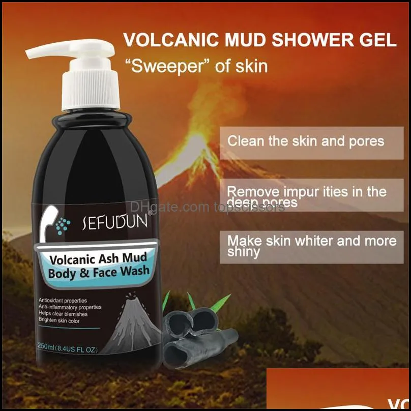 volcanic ash mud body face wash shower gel fast whitening deep clean skin moisturizing exfoliating skins care gels