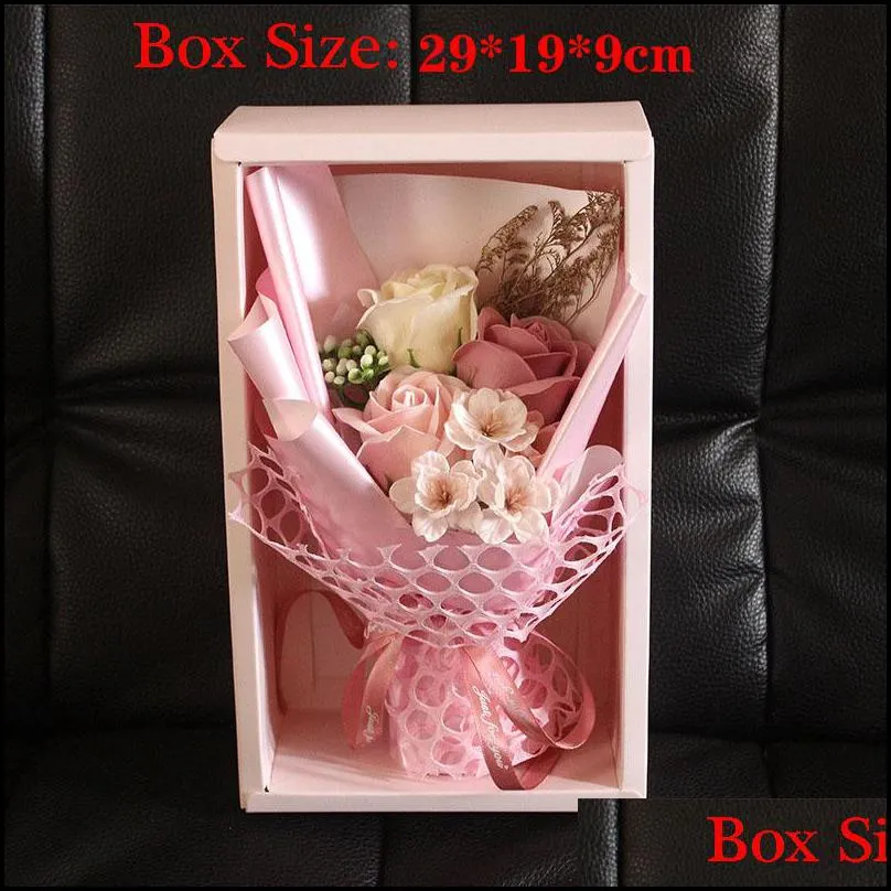 gift wrap 2021 wedding decoration flower valentines day mothers soap rose bouquet with box for wife girlfriend1