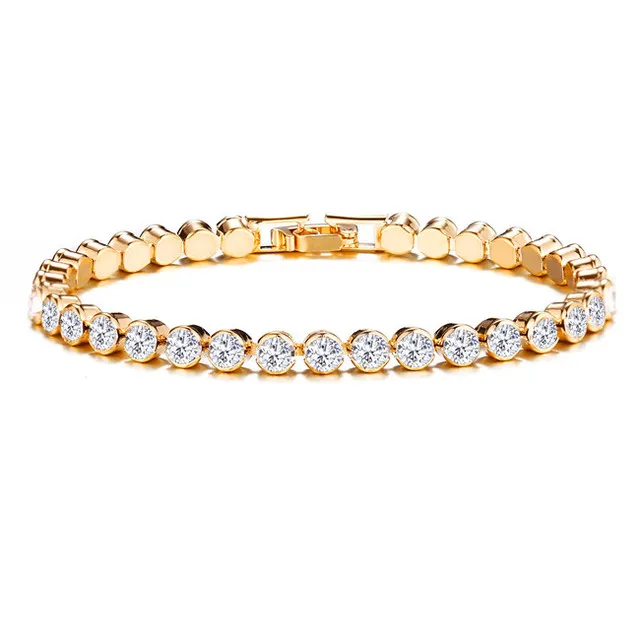 diezi korean luxury crystal bracelet for women wedding gift gold silver color metal roman chain bracelets bangles jewelry
