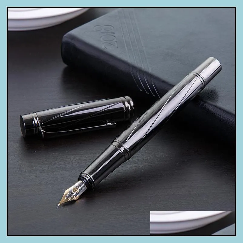 fountain pens high quality metal calligraphy pen signature silver plating ink nib school office stationery supplies 038721