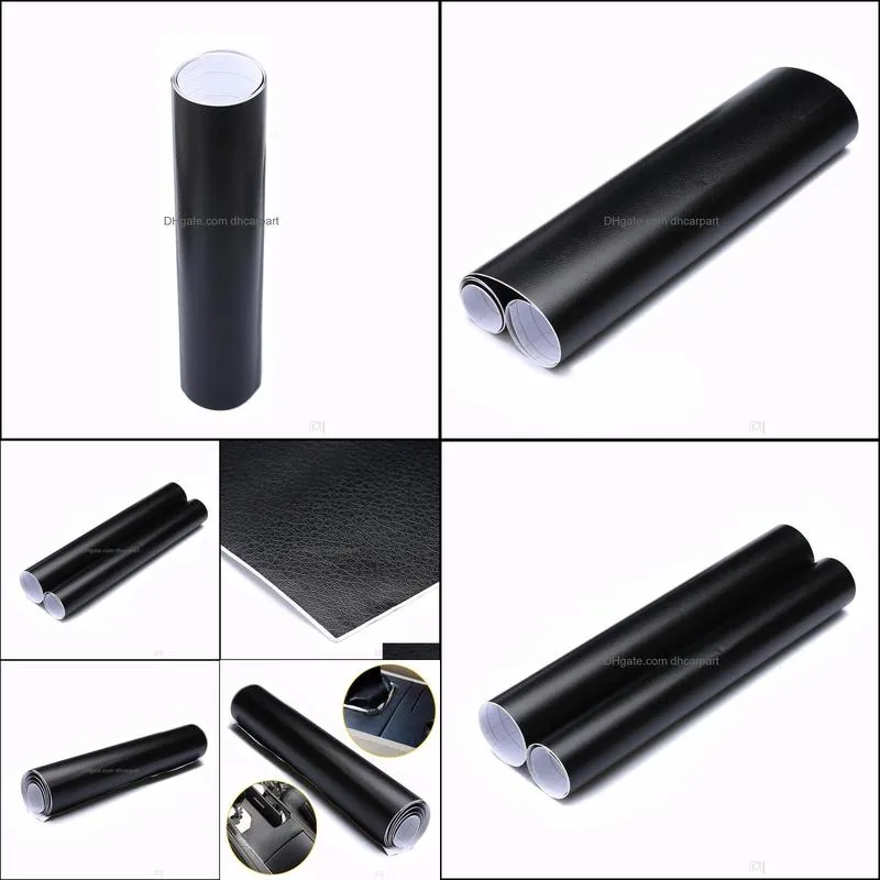 100x30cm black leather texture diy car interior dashboard sticker trim vinyl wrap sheet film pvc stickers car styling