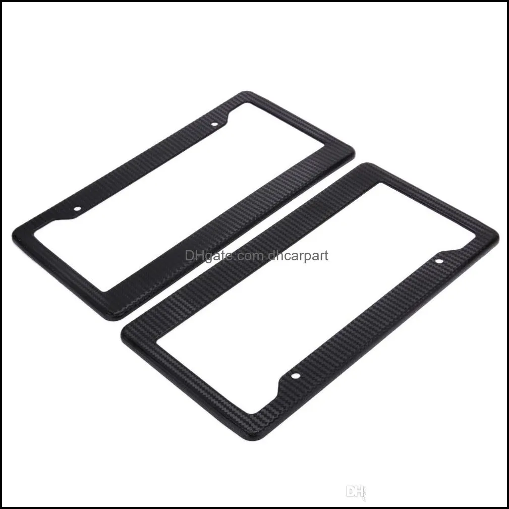 2pcs carbon car license plate frames tag covers holder for vehicles usa canada standard car styling license plate frame