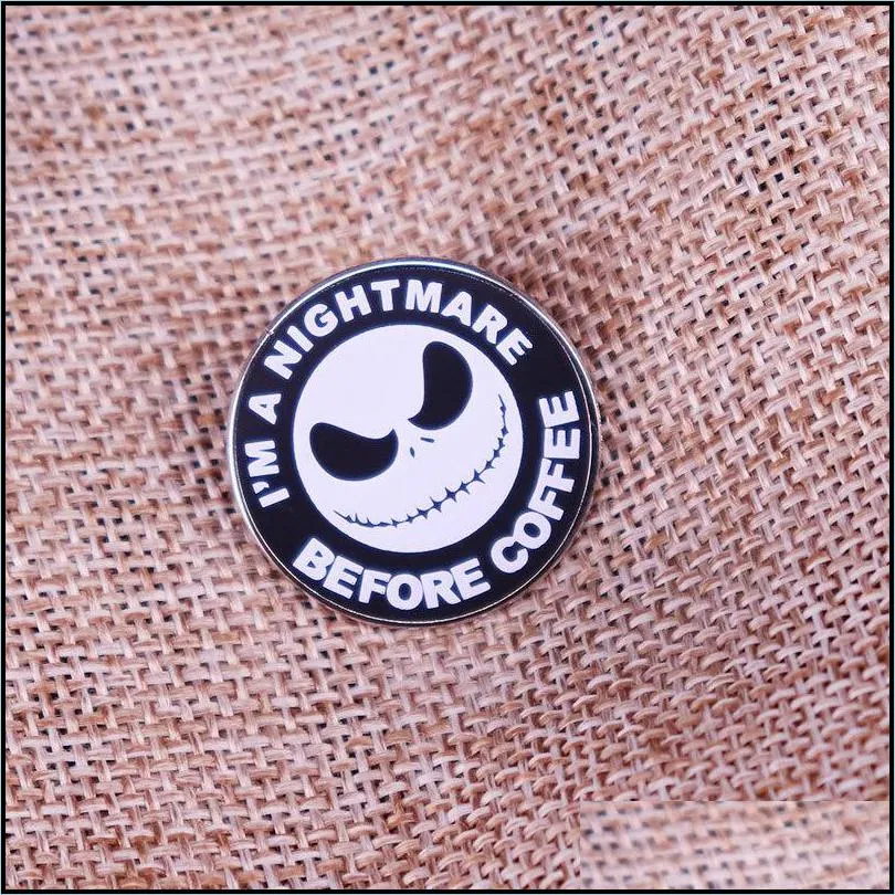 the nightmare before christmas brooch coffee lapel pin clothing hat badge jewelry gift