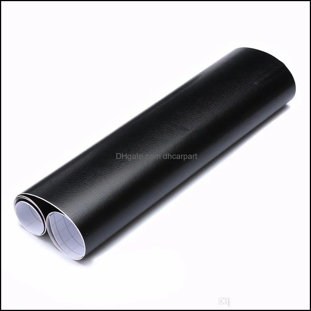 100x30cm black leather texture diy car interior dashboard sticker trim vinyl wrap sheet film pvc stickers car styling