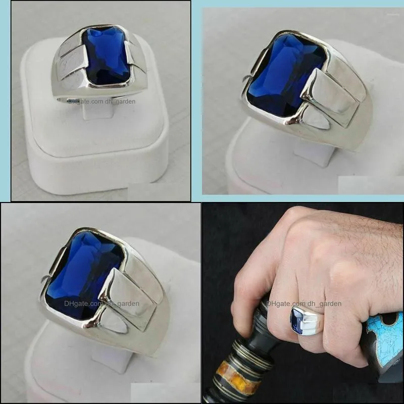 cluster rings turkish handmade 925 sterling silver jewelry sapphire mens ringcluster brit22