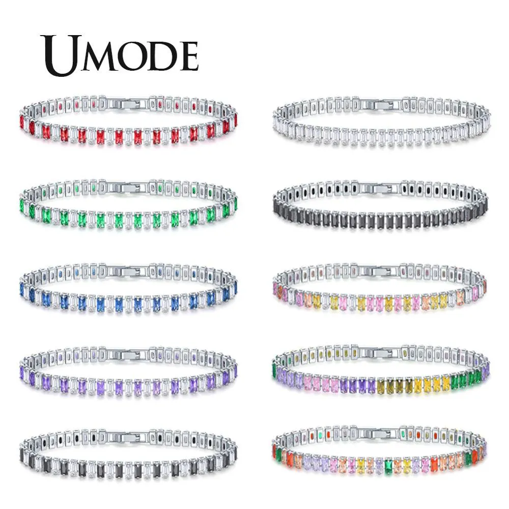 umode 2022 trendy exquisite tennis bracelet for women luxury micro inlaid multicolor crystal aaa cz strand bracelets ub0181k bracelets