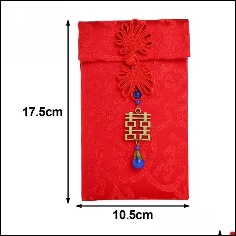 gift wrap 2021 wedding birthday housewarming brocade silk money pocket red chinese style year envelopes1