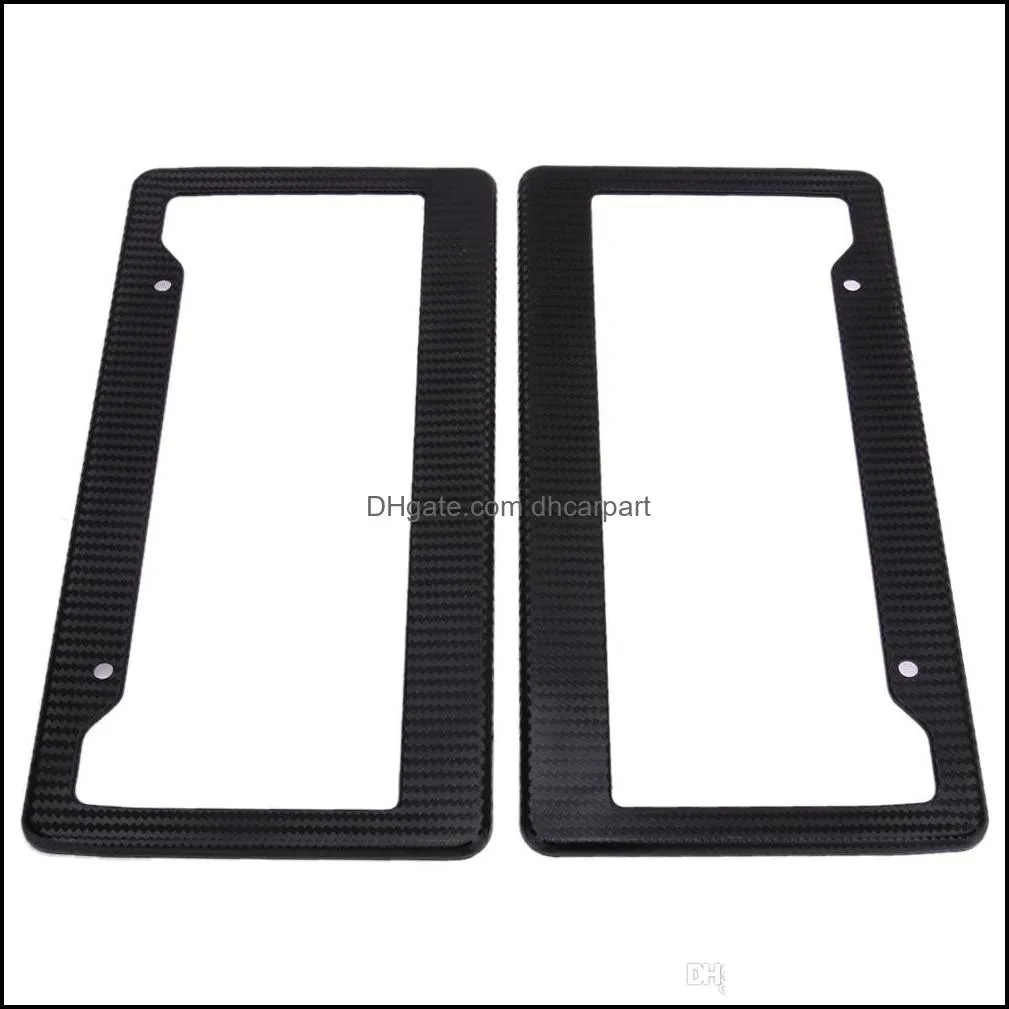 2pcs carbon car license plate frames tag covers holder for vehicles usa canada standard car styling license plate frame