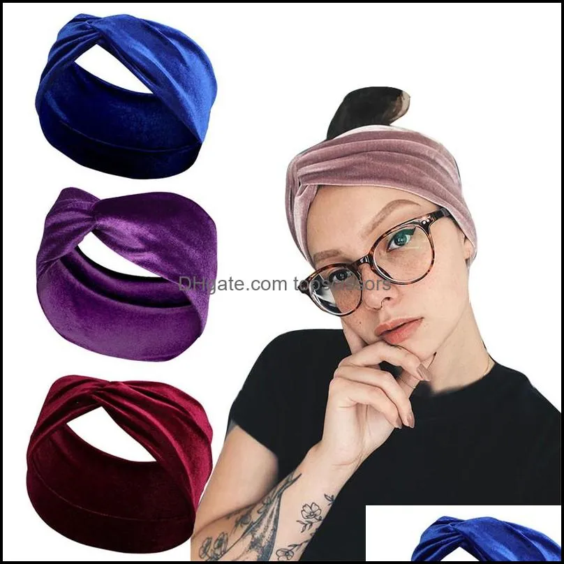 elastic knot silk headbands hair accessories for women girl twist cross hairband makeup head band 2020 women fashion hair ties 60pcs