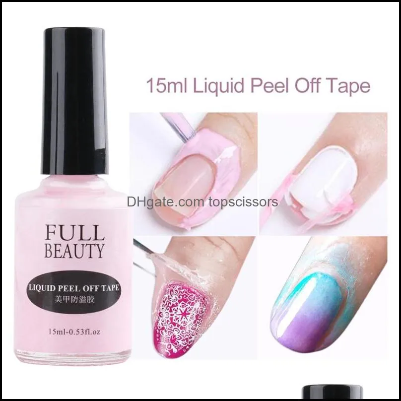 nail glue liquid peel off tape protect varnish antispill latex fast dry skin care protector nails art