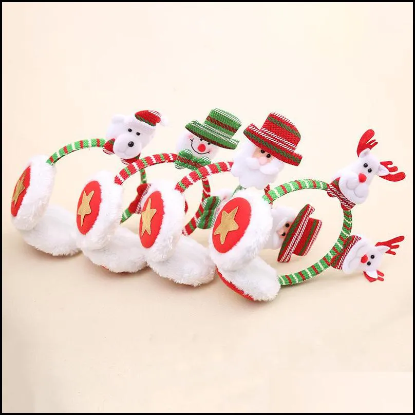 christmas decorations merry cute earmuffs kids ear warmer plush santa claus headband muffs for orejeras de invierno gifts1