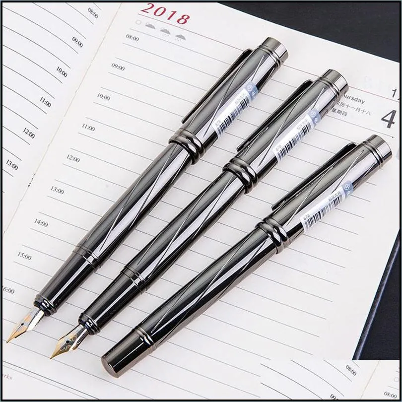 fountain pens high quality metal calligraphy pen signature silver plating ink nib school office stationery supplies 038721