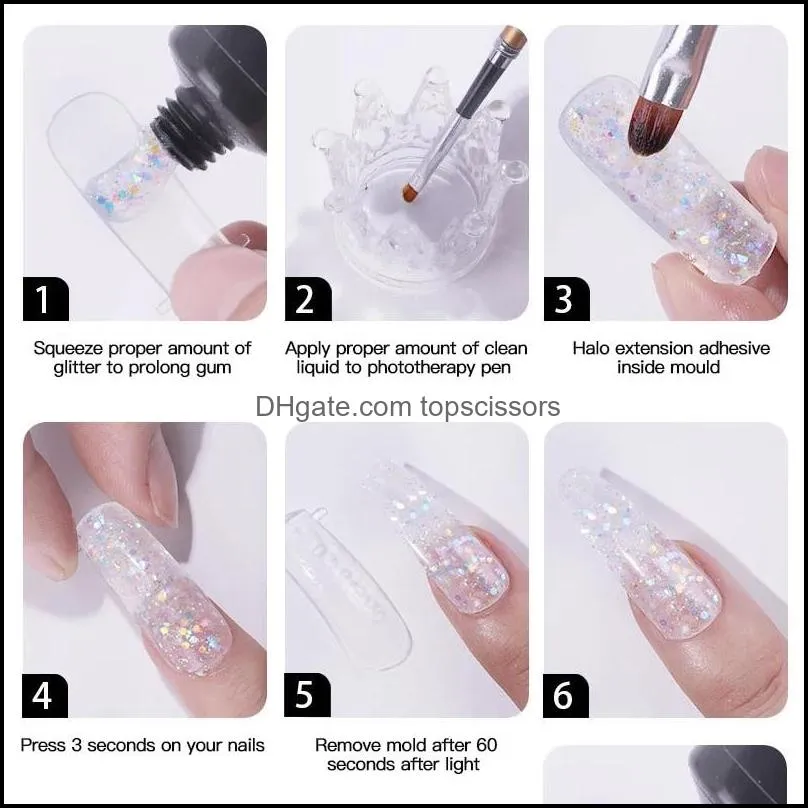 15ml gel nail acrylic glitter pink white clear uv led gel building tips slip quick nail extension gel nail polish 100pcs