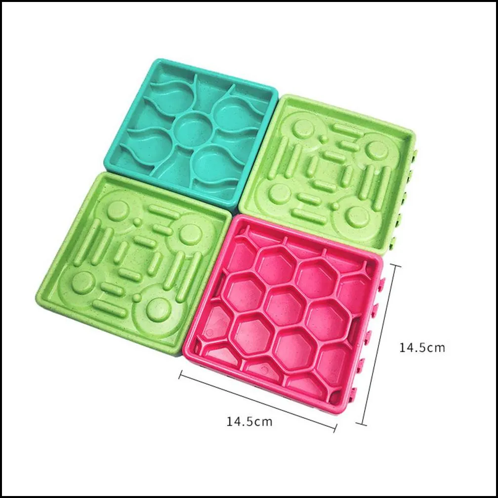 4pcs silicone pet lickimat for cats dogs lose weight slow eating feeder dog bowl tpr lick mat feeding food bowls dog supplies y200922