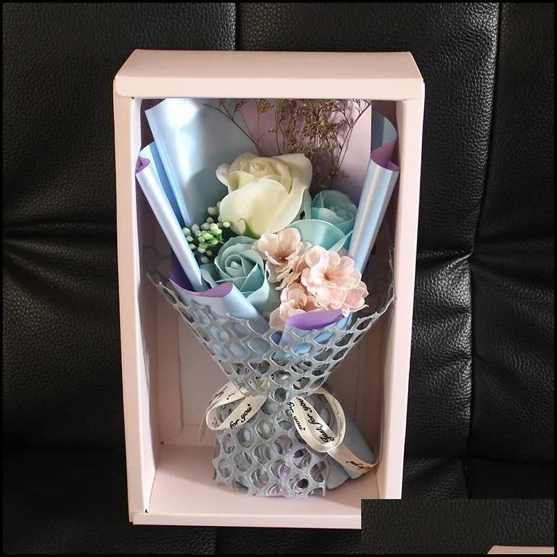 gift wrap 2021 wedding decoration flower valentines day mothers soap rose bouquet with box for wife girlfriend1