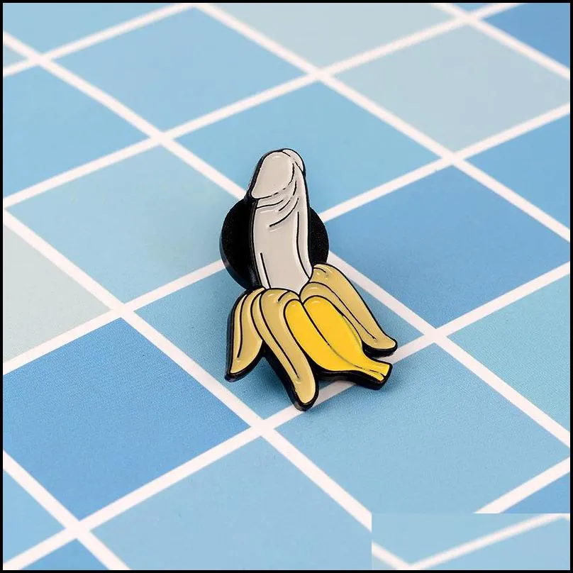 banana brooch pin fruit plant penis dick organ enamel badge meme evil wicked adult funny cartoon jewelry women friend wholesale