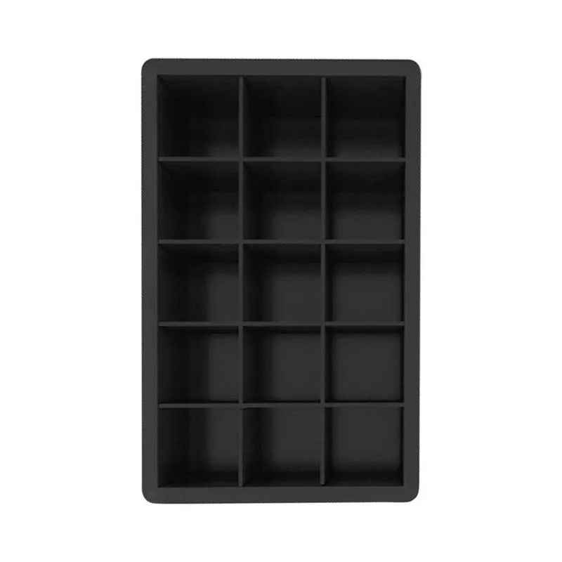 black grade 15grid jumbo silicone cube square tray mold mould nontoxic durable bar pub wine ice blocks maker 220610