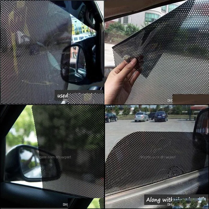 2pcs car styling stickers side window mesh film foils car sunshade vehicle sun block windshield net electrostatic uv protection