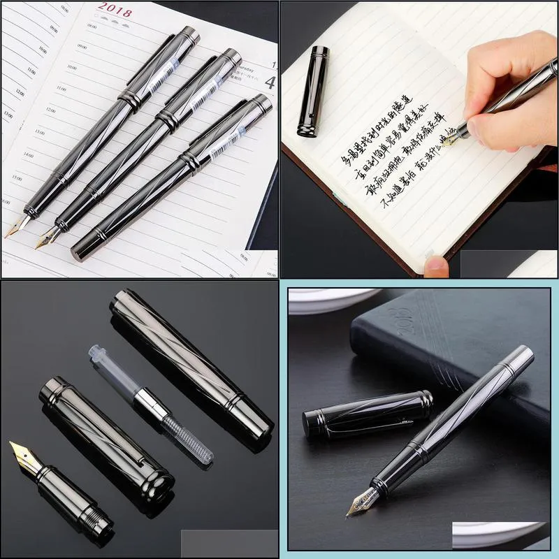 fountain pens high quality metal calligraphy pen signature silver plating ink nib school office stationery supplies 038721