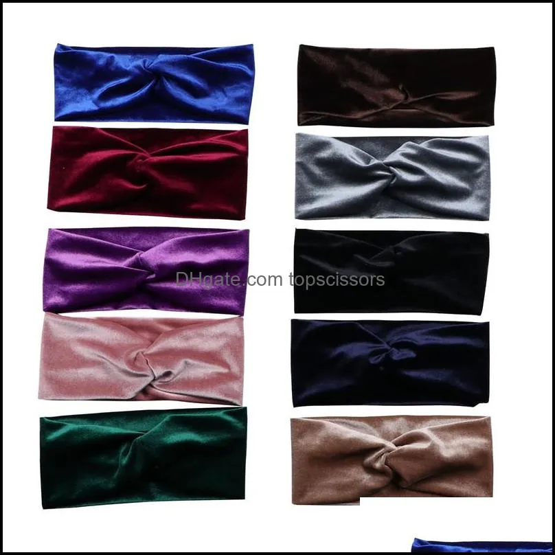 elastic knot silk headbands hair accessories for women girl twist cross hairband makeup head band 2020 women fashion hair ties 60pcs