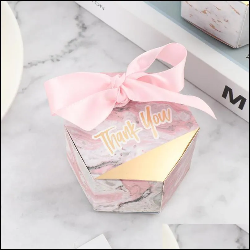 gift wrap 10pcs/pack marbling style candy boxes triangular pyramid chocolate cake package gifts bags wedding party baby shower