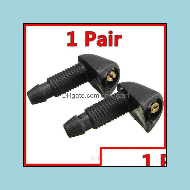 2 pcs black plastic car front window windshield washer spray nozzle one pair