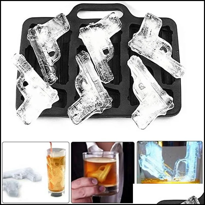 cube maker diy creative silica gel gun bullet skull shape tray mold home party cool whiskey wine ice cream bar tool 220610