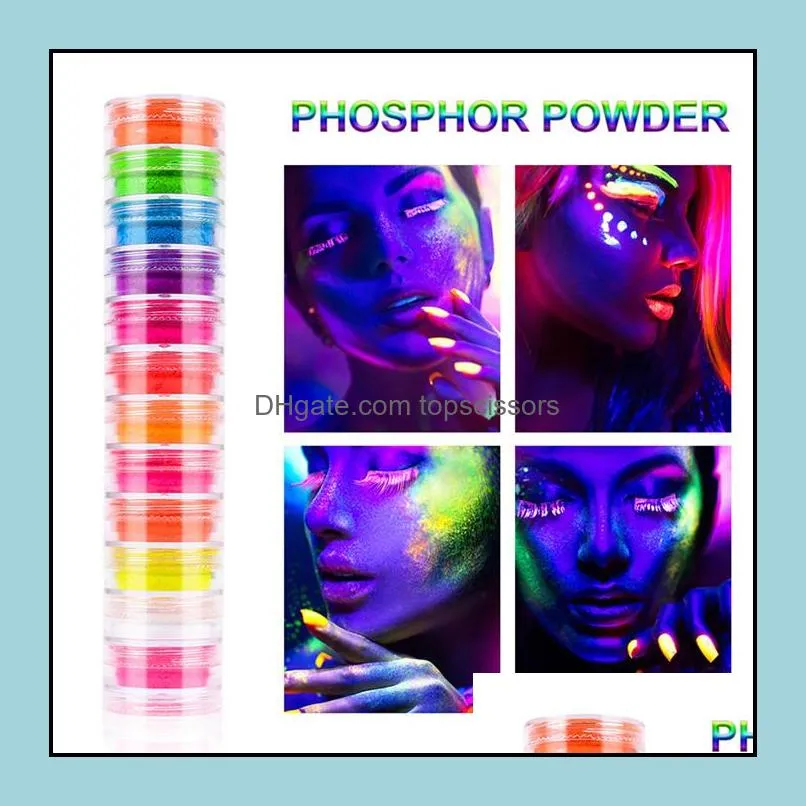 12 colors eye shadow powder matte neon fluorescent pigment metallic makeup set glitter eyeshadow palette nail art powder