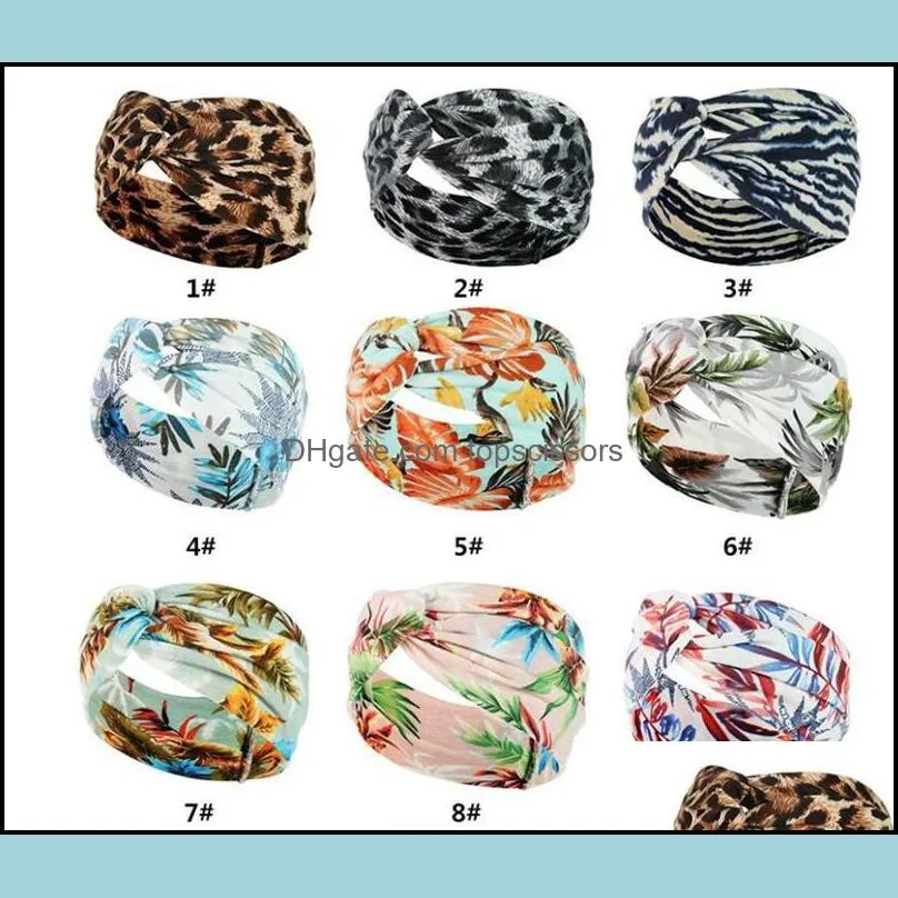 women girls bohemian hair bands print headbands retro cross turban bandage bandanas hairbands hair accessories headwrap 60pcs